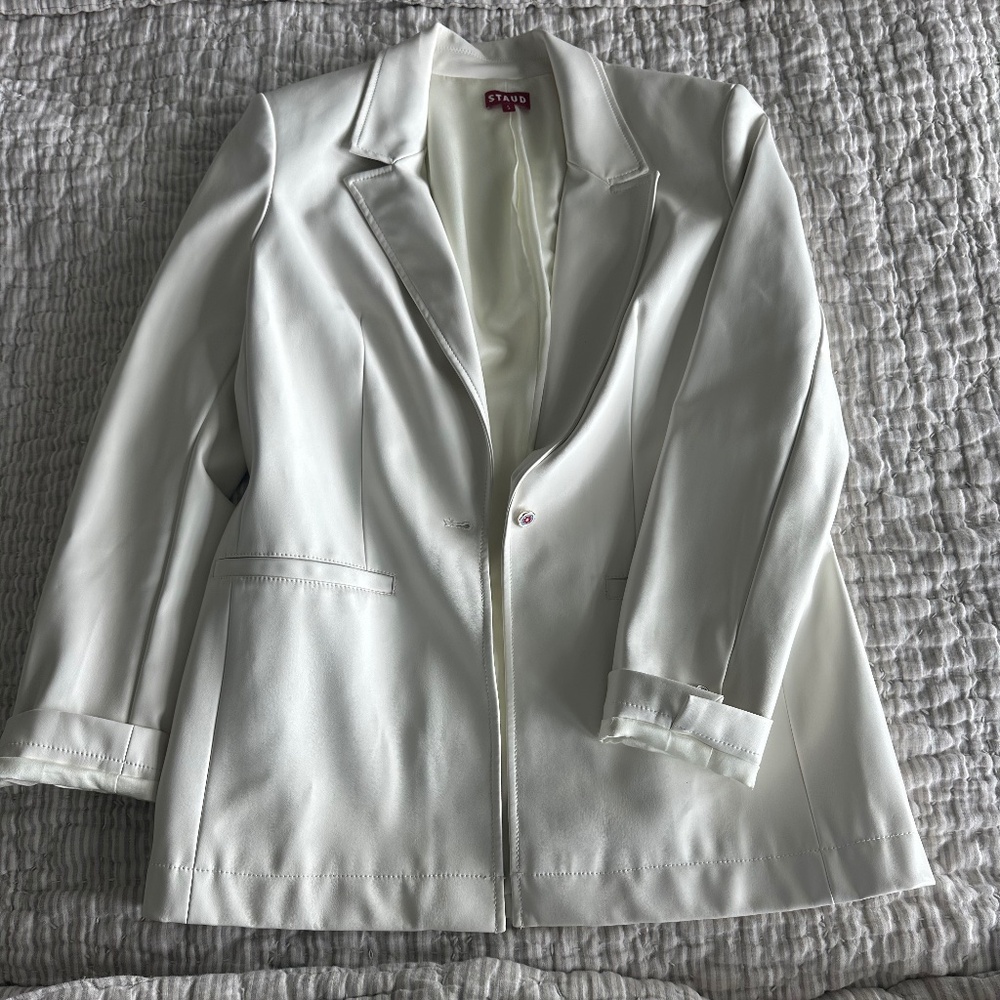 STAUD “Singh” Faux Leather Blazer, Size Small